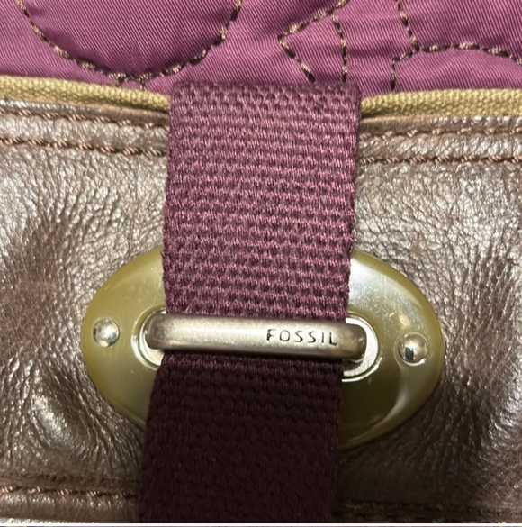 Fossil Quilted Purple and Brown Crossbody Bag - Picture 7 of 16